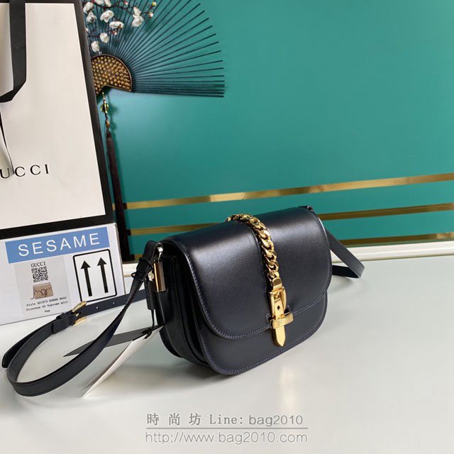 Gucci古馳包包 G家新款女包 款號:615965 Sylvie 1969系列迷你肩背包 古奇寶藍色織紋皮小斜挎包  gdj1356
